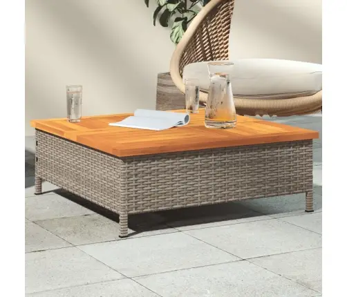 Dārza Galds, 70X70X25 Cm, Pelēka Pe Rotangpalma, Akācijas Koks Vidaxl Dārza Galds, 70X70X25 Cm, Pelēka Pe Rotangpalma, Akācijas Koks Vidaxl