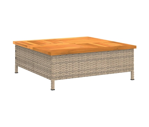 Sodo Stalas, Smėlio, 70X70X25cm Ratanas Ir Akacijos Mediena