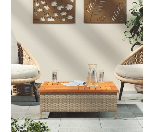 Sodo Stalas, Smėlio, 70X70X25cm Ratanas Ir Akacijos Mediena