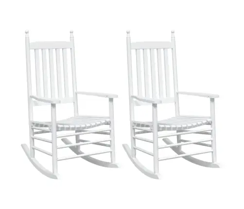 Šūpuļkrēsli Ar Izliektu Sēdekli, 2 Gab., Balti, Egles Masīvkoks Vidaxl