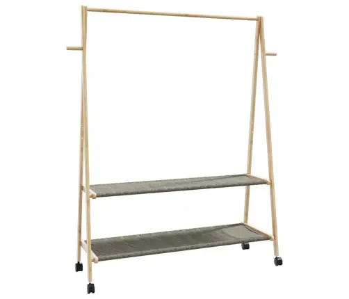 Drēbju Statīvs Ar Plauktiem&Riteņiem 132X45,5X155,5 Cm Bambuss Vidaxl