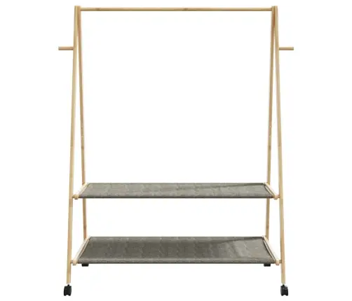 Drēbju Statīvs Ar Plauktiem&Riteņiem 132X45,5X155,5 Cm Bambuss Vidaxl