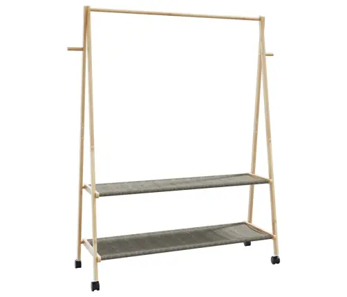 Drēbju Statīvs Ar Plauktiem&Riteņiem 132X45,5X155,5 Cm Bambuss Vidaxl