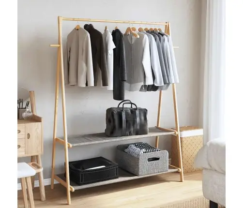 Drabužių Kabykla Su Lentynomis, 132X45,5X150,5cm Bambukas