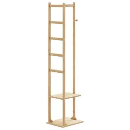Mēteļu Statīvs Ar Āķiem Un Plauktiem 38,5X30X156 Cm Bambuss Vidaxl