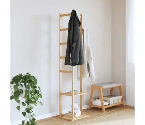 Mēteļu Statīvs Ar Āķiem Un Plauktiem 38,5X30X156 Cm Bambuss Vidaxl