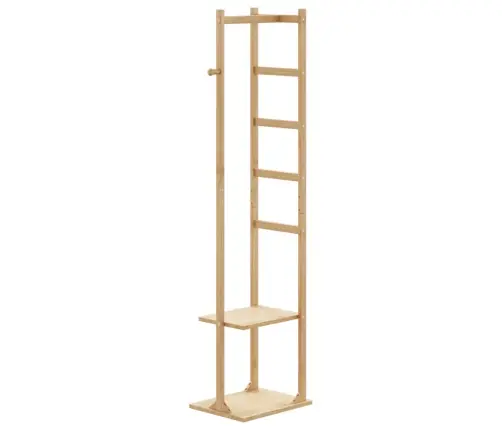 Mēteļu Statīvs Ar Āķiem Un Plauktiem 38,5X30X156 Cm Bambuss Vidaxl