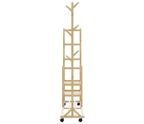 Drēbju Statīvs Ar Plauktiem Un Riteņiem 100X38X175,5 Cm Bambusa Vidaxl
