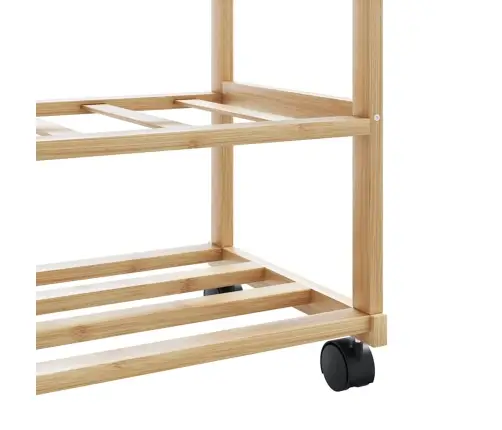 Drēbju Statīvs Ar Plauktiem Un Riteņiem 100X38X175,5 Cm Bambusa Vidaxl