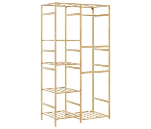 Drēbju Statīvs Ar Plauktiem 100X50X184,5 Cm Bambusa Vidaxl