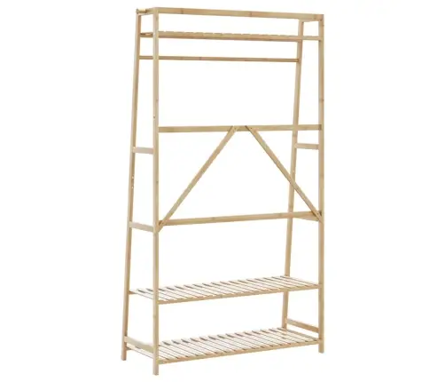 Drabužių Kabykla Su Lentynomis 110X40X180 Cm Bambuko