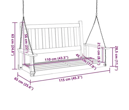 Sodo Sūpynės-Suoliukas Su Metalinėmis Grandinėmis, Rudos, Eglė