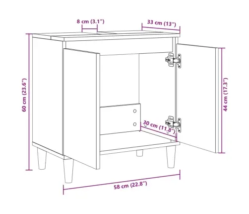 Valamukapp, Sonoma Tamm, 58 X 33 X 60 cm Tehispuit