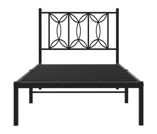 Gultas Rāmis Ar Galvgali, Melns Metāls, 75X190 Cm Vidaxl