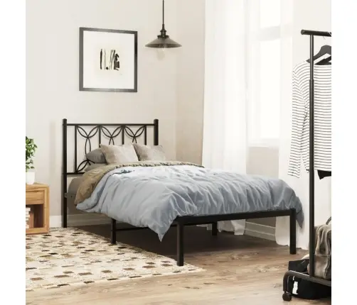 Metallist Voodiraam Peatsiga, Must, 80X200 Cm