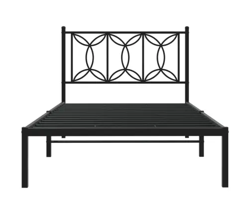 Gultas Rāmis Ar Galvgali, Melns Metāls, 100X200 Cm Vidaxl