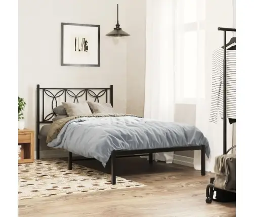 Gultas Rāmis Ar Galvgali, Melns Metāls, 100X200 Cm Vidaxl