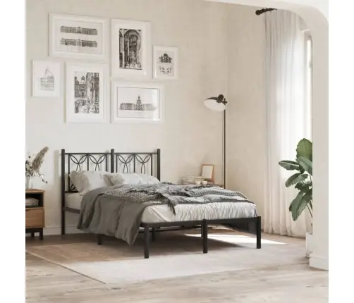 Gultas Rāmis Ar Galvgali, Melns Metāls, 120X200 Cm Vidaxl