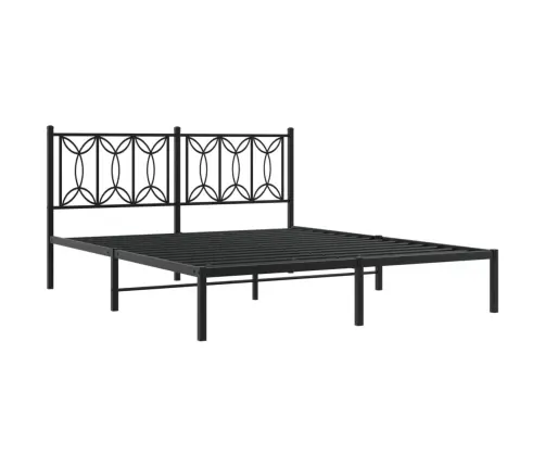 Gultas Rāmis Ar Galvgali, Melns Metāls, 160X200 Cm Vidaxl
