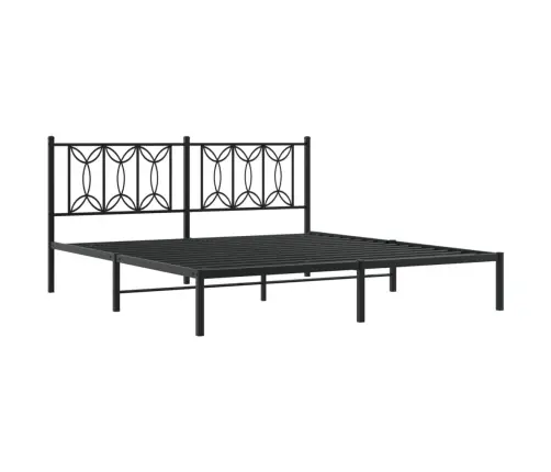 Gultas Rāmis Ar Galvgali, Melns Metāls, 180X200 Cm Vidaxl