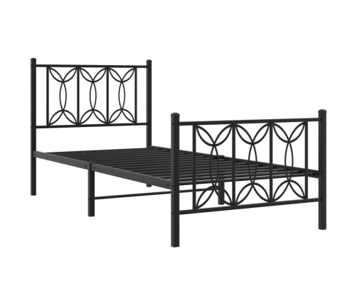 Gultas Rāmis Ar Galvgali Un Kājgali, Melns Metāls, 75X190 Cm Vidaxl