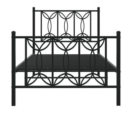 Gultas Rāmis Ar Galvgali Un Kājgali, Melns Metāls, 75X190 Cm Vidaxl