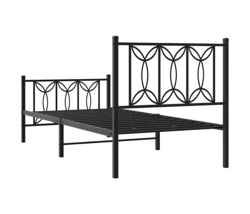 Gultas Rāmis Ar Galvgali Un Kājgali, Melns Metāls, 90X200 Cm Vidaxl