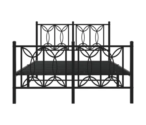 Gultas Rāmis Ar Galvgali Un Kājgali, Melns Metāls, 120X190 Cm Vidaxl