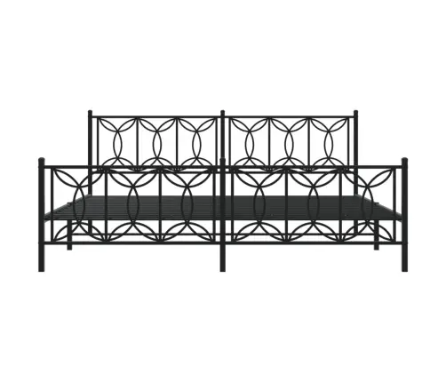 Metallist Voodiraam Peatsi Ja Jalutsiga, Must, 193X203 Cm