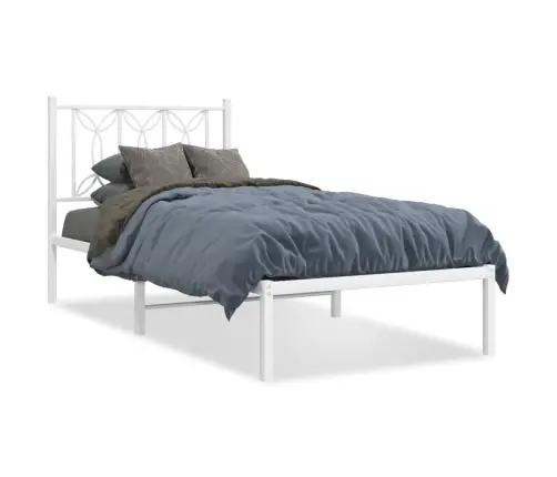 Metallist Voodiraam Peatsiga, Ilma Madratsita, Valge, 75X190 Cm