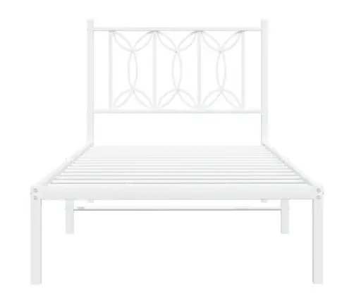 Metallist Voodiraam Peatsiga, Ilma Madratsita, Valge, 75X190 Cm