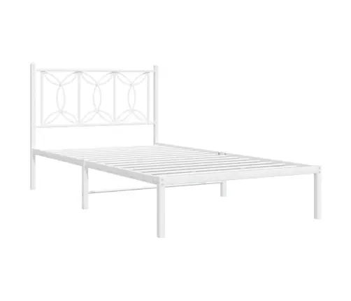 Metallist Voodiraam Peatsiga, Valge, 100 X 190 Cm