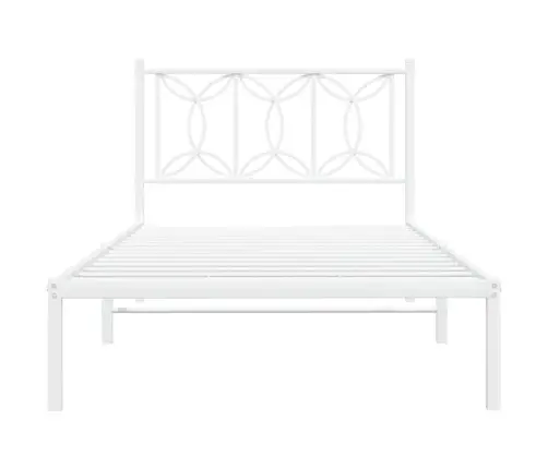 Metallist Voodiraam Peatsiga, Valge, 100 X 190 Cm