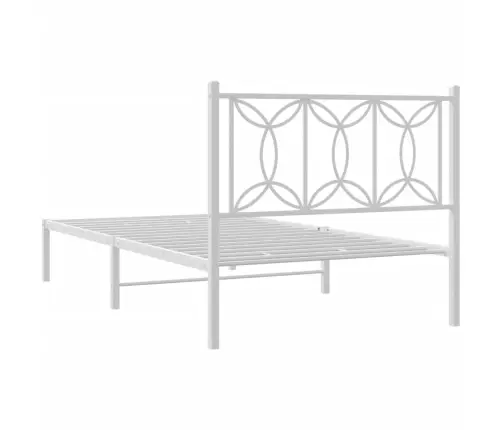 Metallist Voodiraam Peatsiga, Valge, 100 X 190 Cm