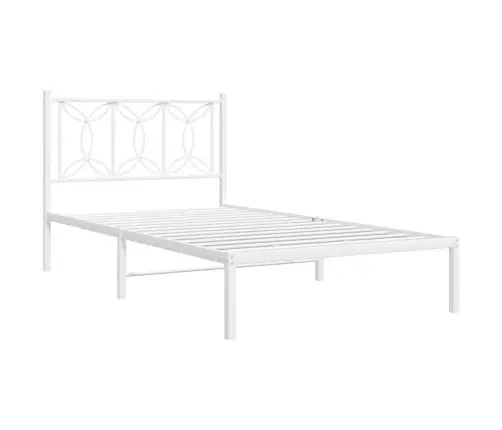Gultas Rāmis Ar Galvgali, Balts Metāls, 107X203 Cm Vidaxl