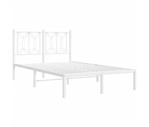 Gultas Rāmis Ar Galvgali, Balts Metāls, 120X190 Cm Vidaxl