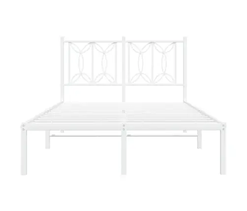Gultas Rāmis Ar Galvgali, Balts Metāls, 120X200 Cm Vidaxl