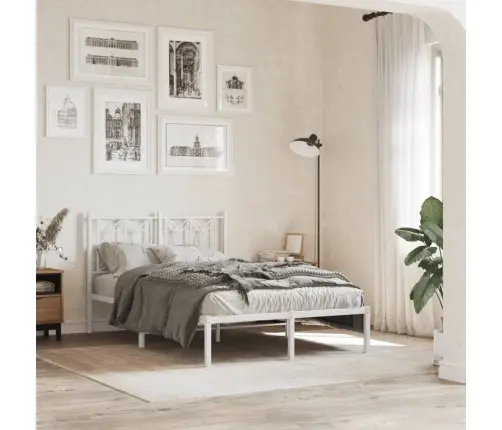 Gultas Rāmis Ar Galvgali, Balts Metāls, 120X200 Cm Vidaxl