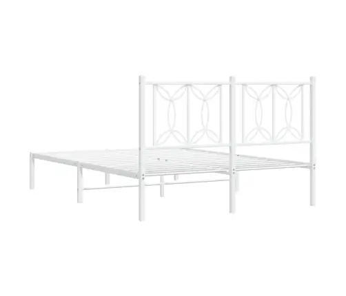 Gultas Rāmis Ar Galvgali, Balts Metāls, 140X190 Cm Vidaxl