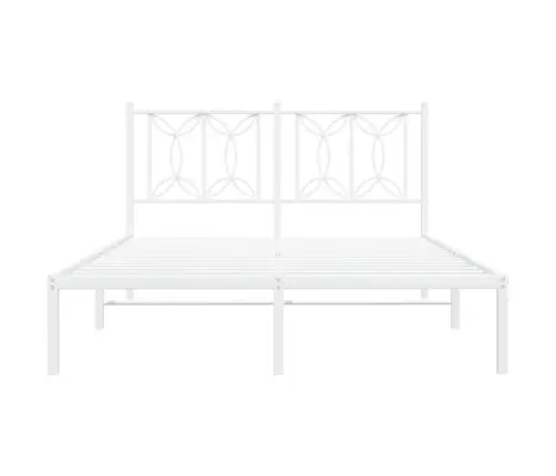 Gultas Rāmis Ar Galvgali, Balts Metāls, 140X200 Cm Vidaxl