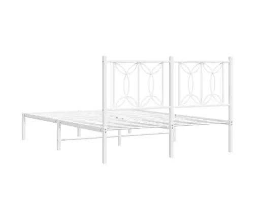 Gultas Rāmis Ar Galvgali, Balts Metāls, 140X200 Cm Vidaxl