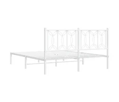 Gultas Rāmis Ar Galvgali, Balts Metāls, 150X200 Cm Vidaxl