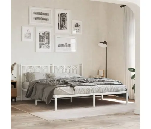 Gultas Rāmis Ar Galvgali, Balts Metāls, 183X213 Cm Vidaxl