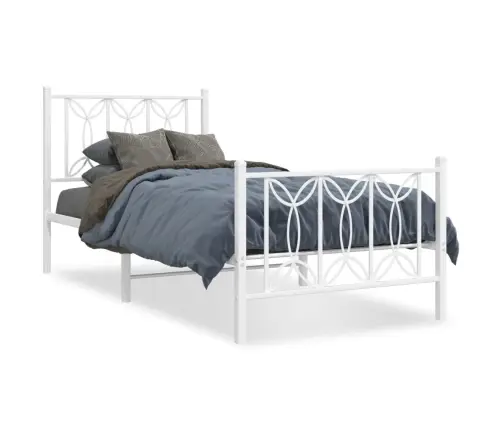 Gultas Rāmis Ar Galvgali Un Kājgali, Balts Metāls, 75X190 Cm Vidaxl