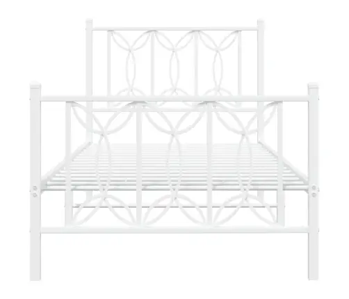 Gultas Rāmis Ar Galvgali Un Kājgali, Balts Metāls, 75X190 Cm Vidaxl