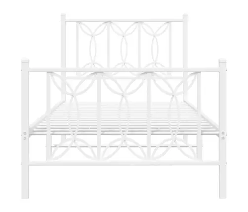 Metallist Voodiraam Peatsi Ja Jalutsiga, Valge, 90 X 190 Cm