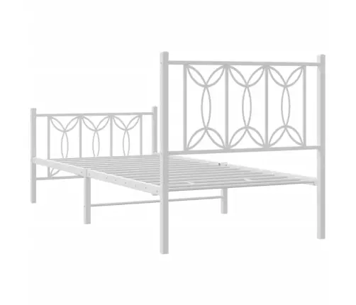 Metallist Voodiraam Peatsi Ja Jalutsiga, Valge, 90 X 190 Cm