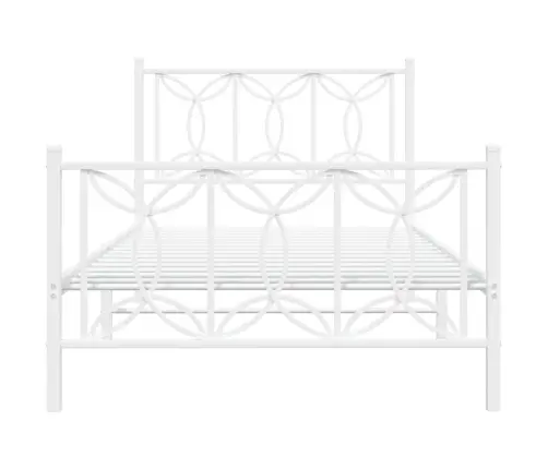 Gultas Rāmis Ar Galvgali Un Kājgali, Balts Metāls, 107X203 Cm Vidaxl