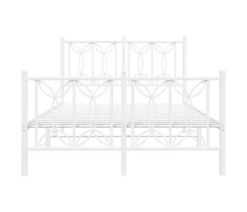 Gultas Rāmis Ar Galvgali Un Kājgali, Balts Metāls, 120X200 Cm Vidaxl