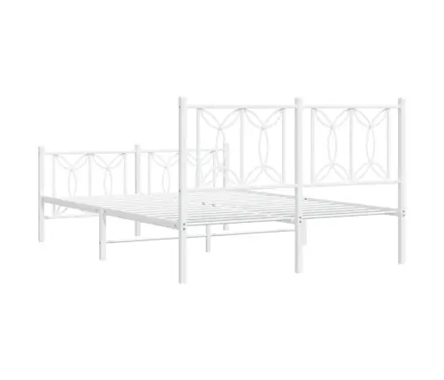 Gultas Rāmis Ar Galvgali Un Kājgali, Balts Metāls, 135X290 Cm Vidaxl